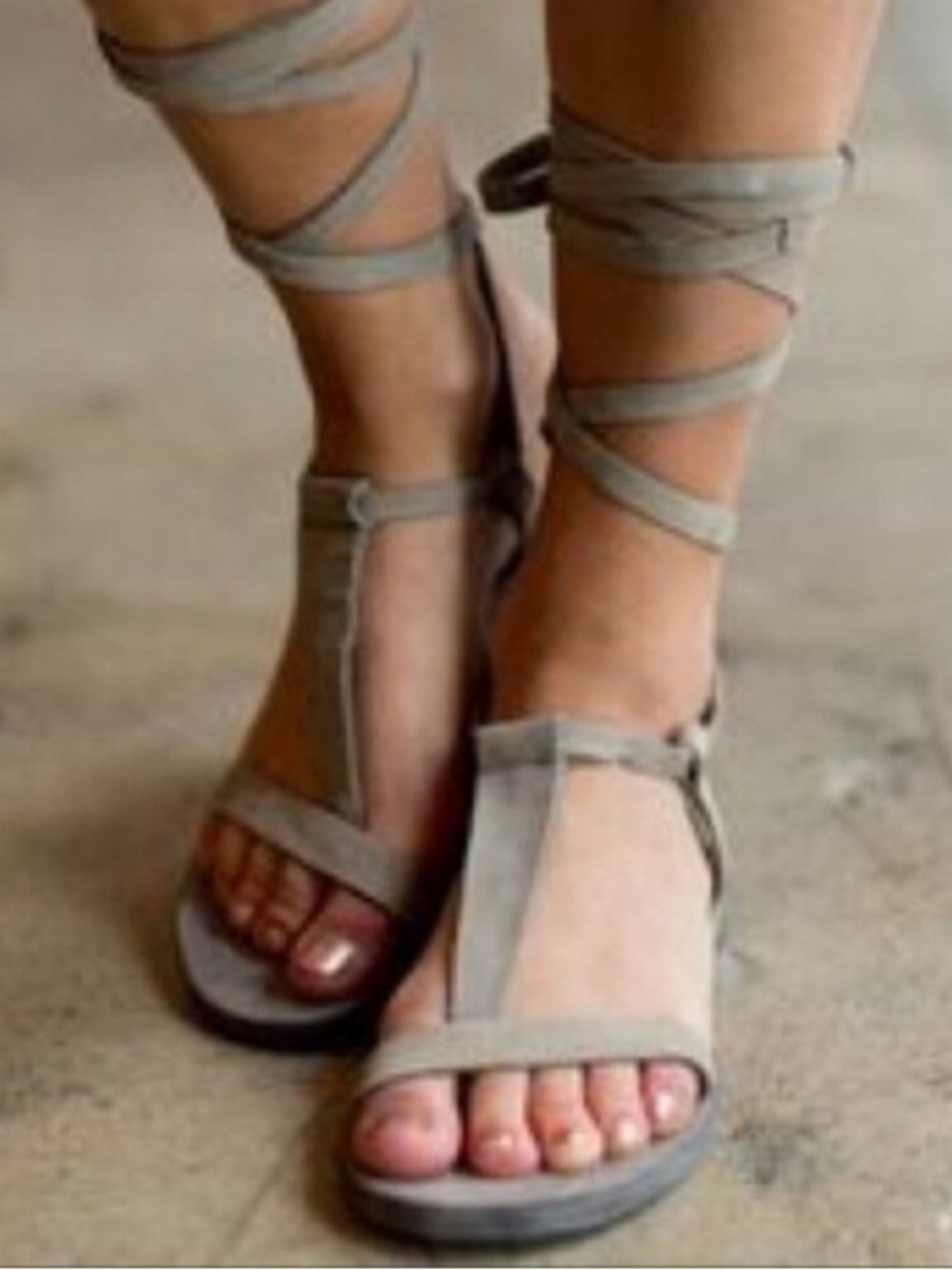 Free People Dahlia Lace Up Leather Sandal Grey
